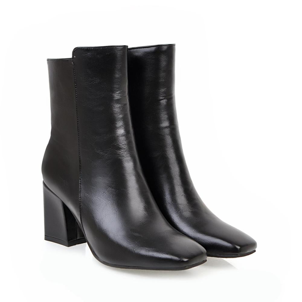 Mid Hell Side Zip Ankle Boots