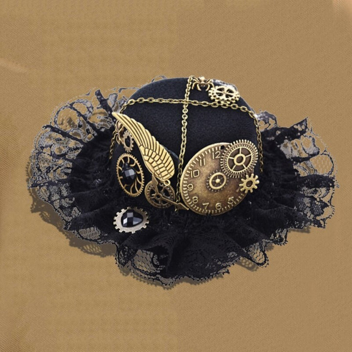 Mini Black Laced Bowler Hat - Steampunk Cap