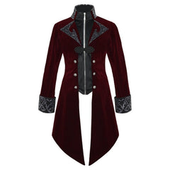 Medieval Tailcoat- Steampunk Velvet Stand Collar Jacket - Battling Blades
