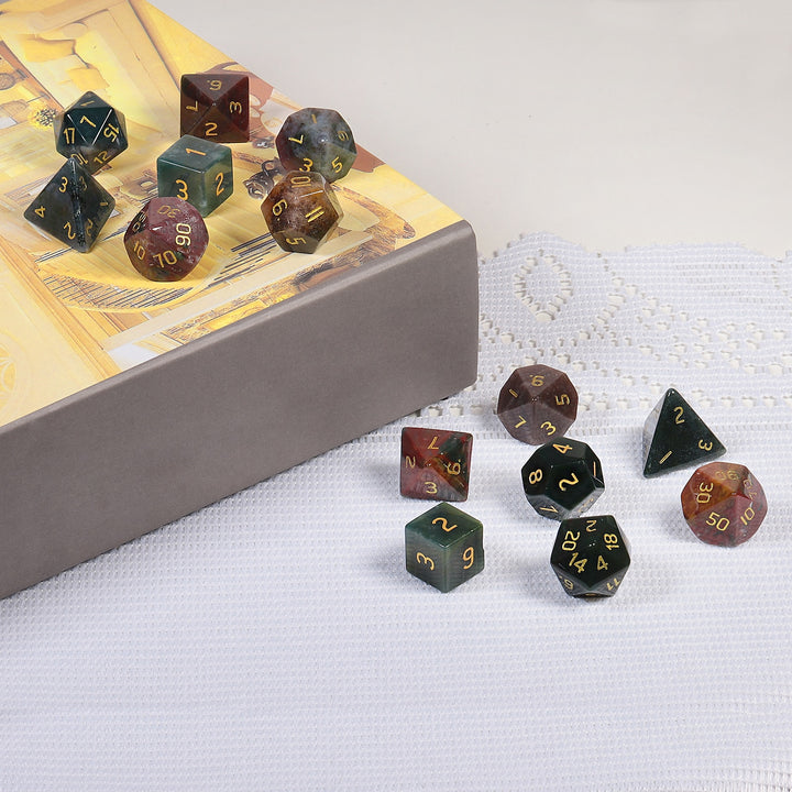 Natural Crystal Stone Dice Set - Polyhedral Dice