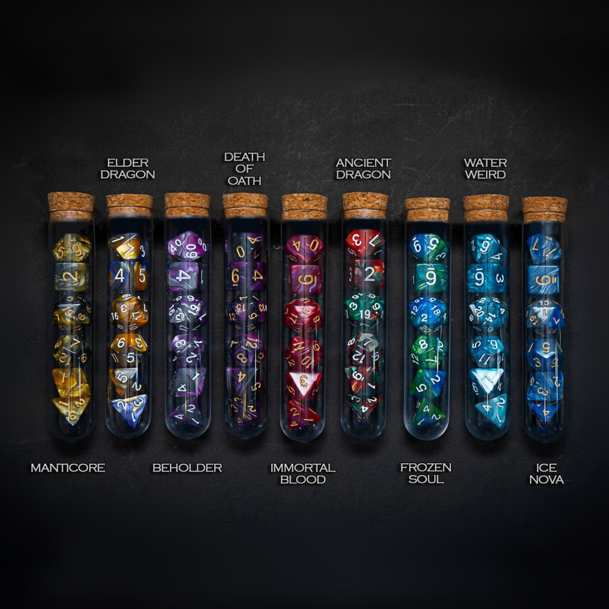 Fantasy Potion Flask Dice Set - Polyhedral Dice Set - Battling Blades