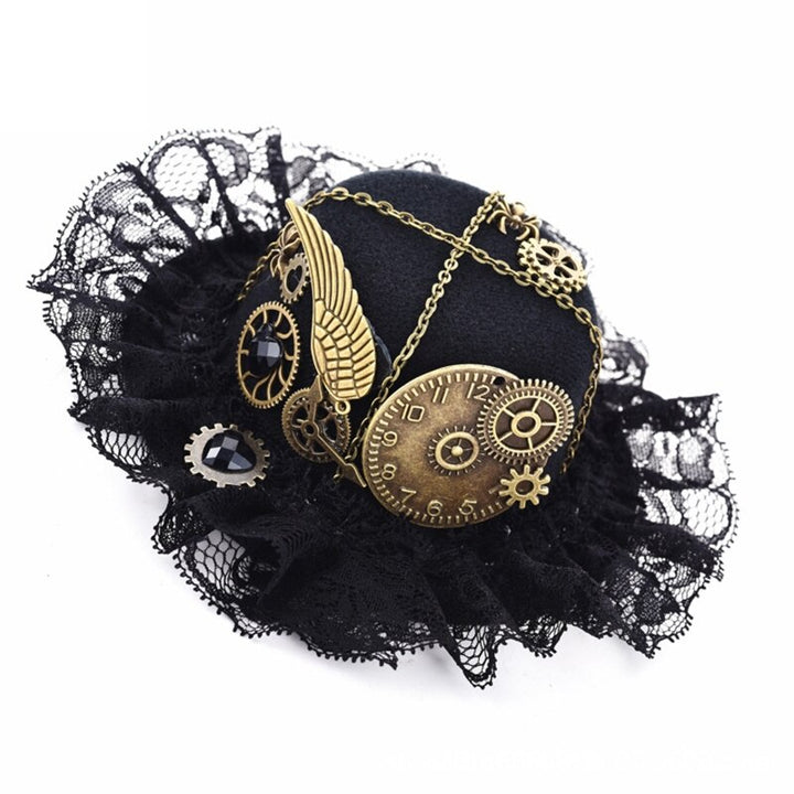 Mini Black Laced Bowler Hat - Steampunk Cap