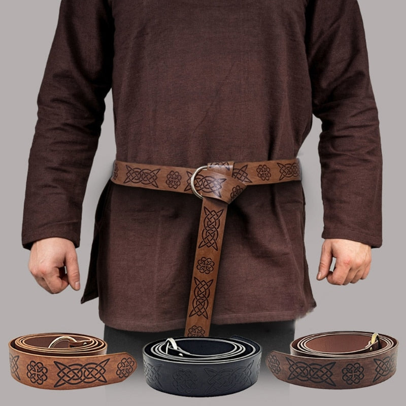 Medieval Viking Embossed Leather Belt Buckles