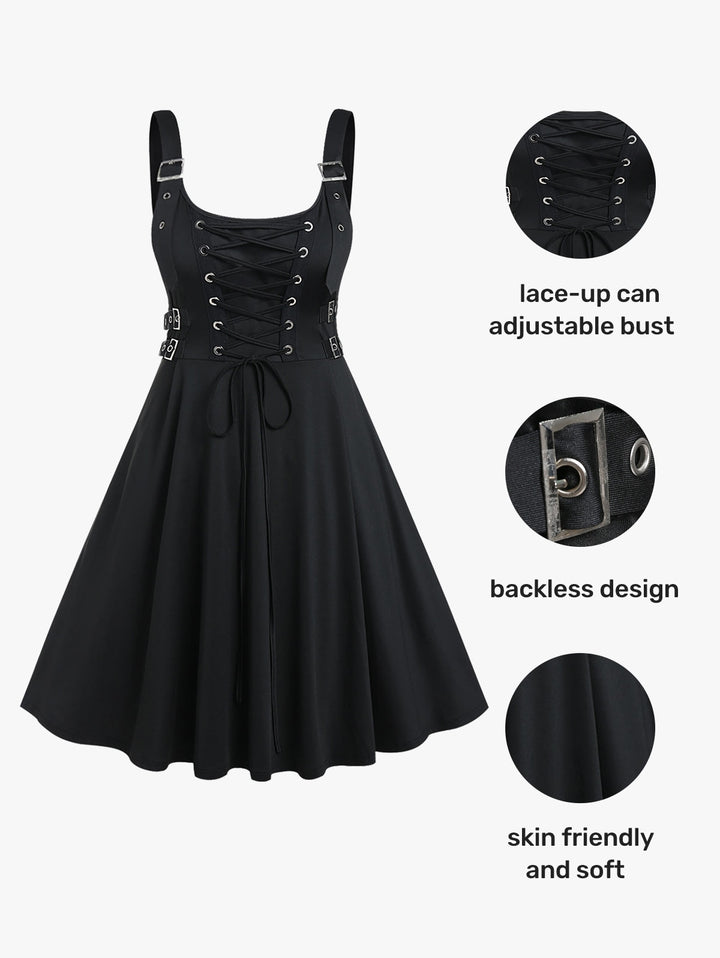 Buckled Punk Dress- Midi Dress