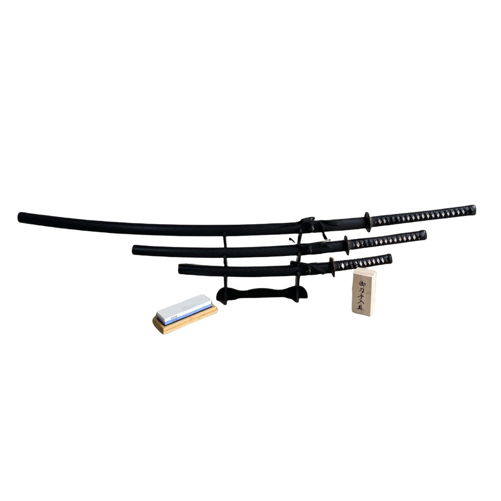 Samurai Bundle- Odachi, Katana, Wakizashi - Maintenance Kit- Sword Sharpener- Sword Stand