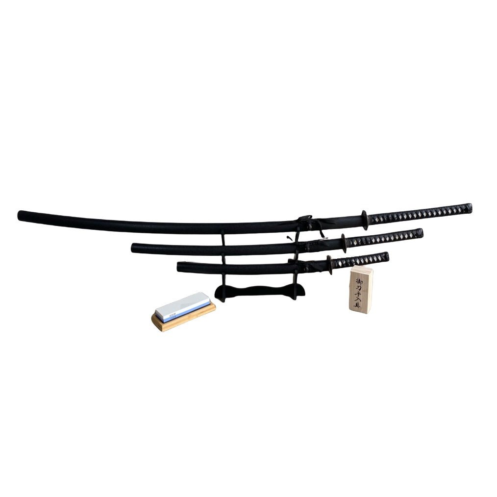 Samurai Bundle- Odachi, Katana, Wakizashi - Maintenance Kit- Sword Sharpener- Sword Stand - Battling Blades