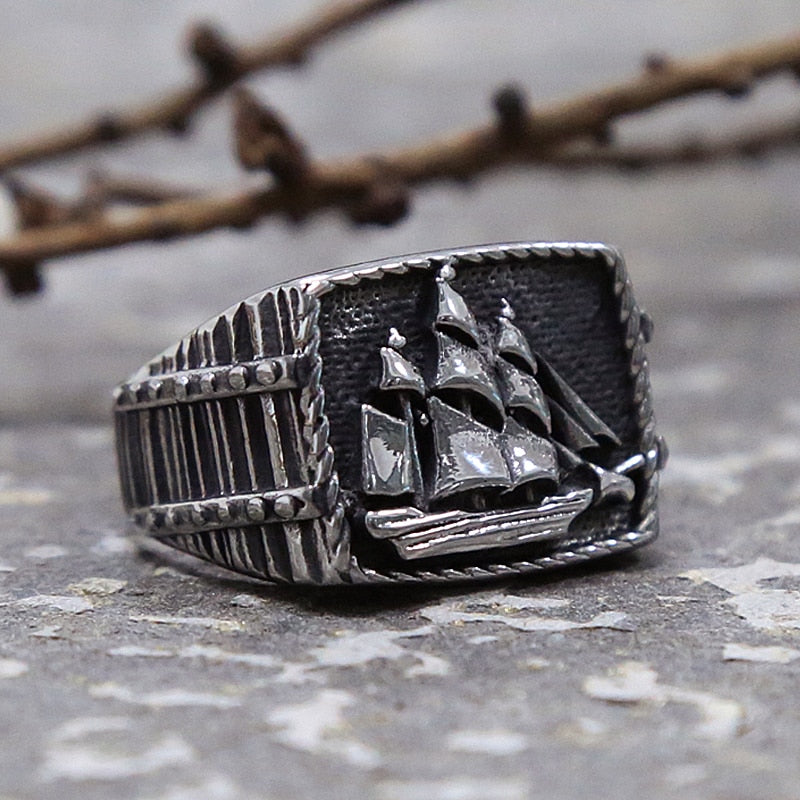 Pirate Sailboat Ring- Black Pearl Style Sloops Ring
