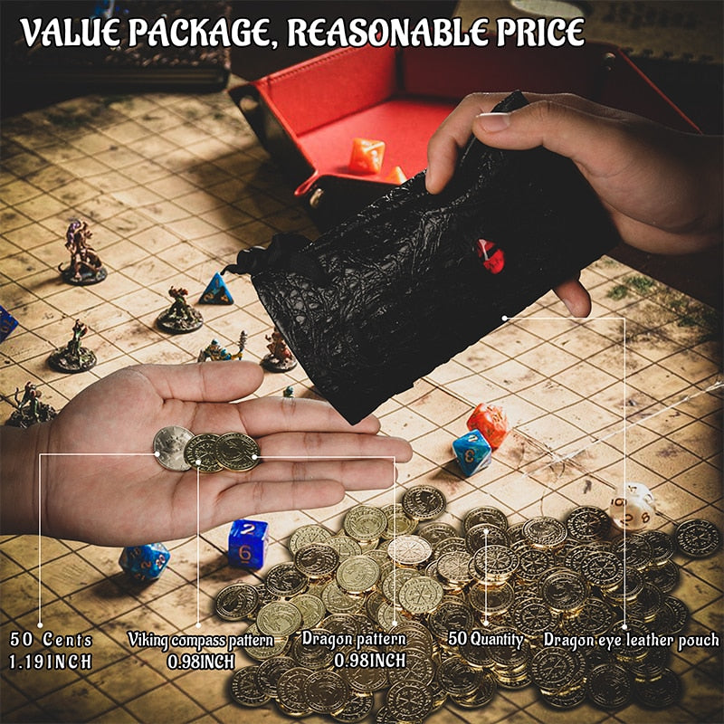 Treasure Tokens with Leather Pouch - Gaming Loot