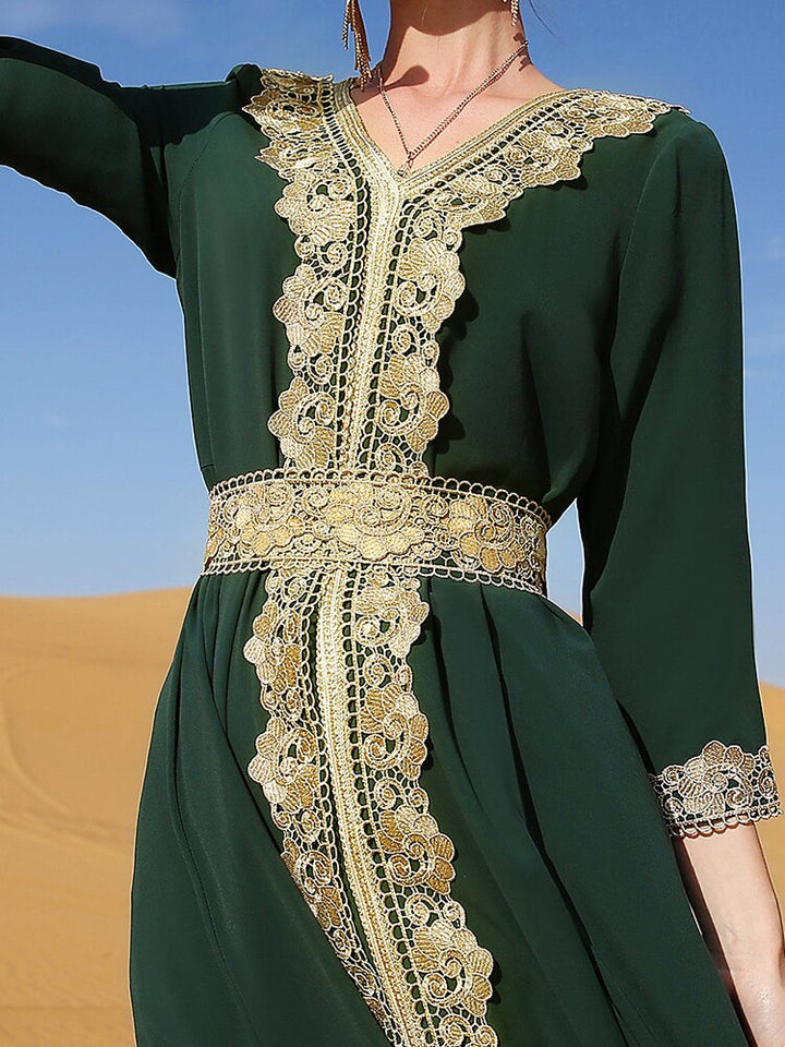 Moroccan Gown- Long Embroidery Dress