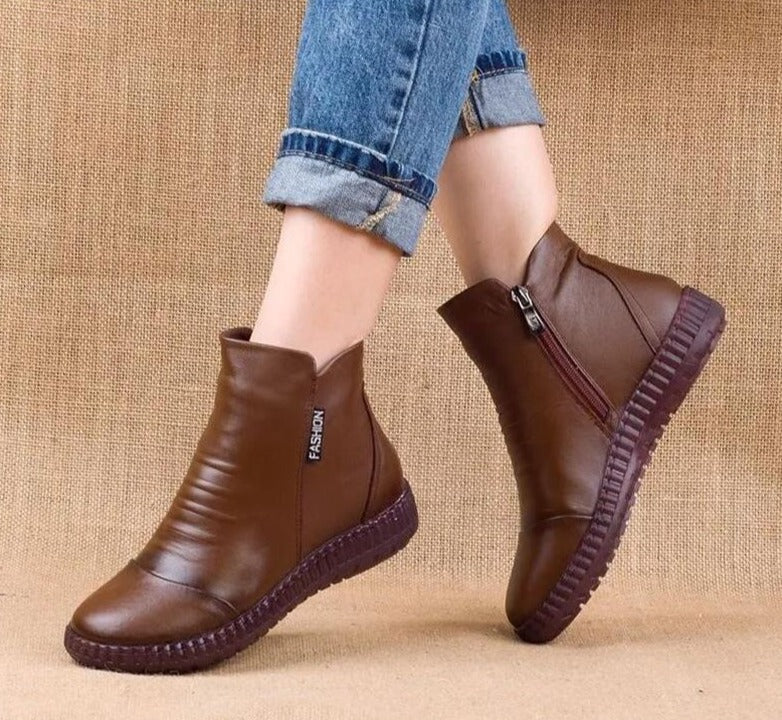 Moccasins Side Zip Ankle Boots