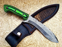 Straight Gurkha Kukri Hunting Knife-Handmade High Carbon Damascus Steel Machete/ Knife/ Sword- 13"