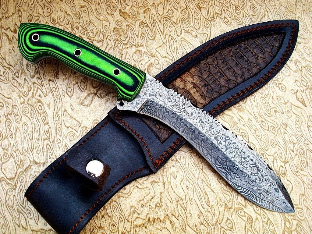 Straight Gurkha Kukri -Handmade High Carbon Damascus Steel- 13" - Battling Blades