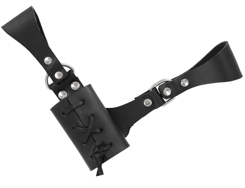 Knife Belt Holder- Sword Frog- Black Leather - Battling Blades