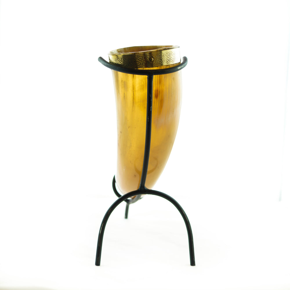 Viking Drinking Horn- Small with Horn Stand- 14 Fl Oz
