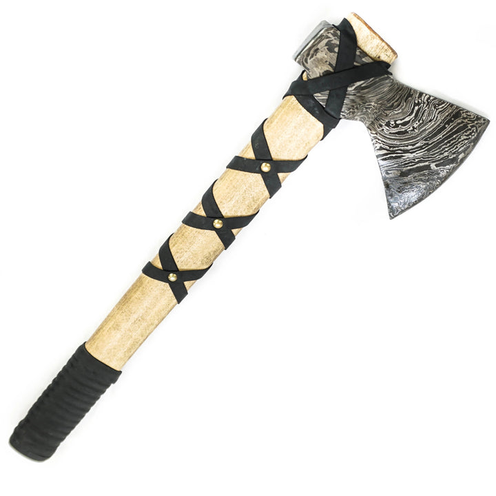 Viking Ax- Throwing Axe- Pattern Welded Handmade High Carbon Damascus Steel - 21"
