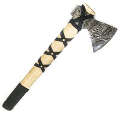 Viking Ax- Throwing Axe- Pattern Welded Handmade High Carbon Damascus Steel - 21" - Battling Blades