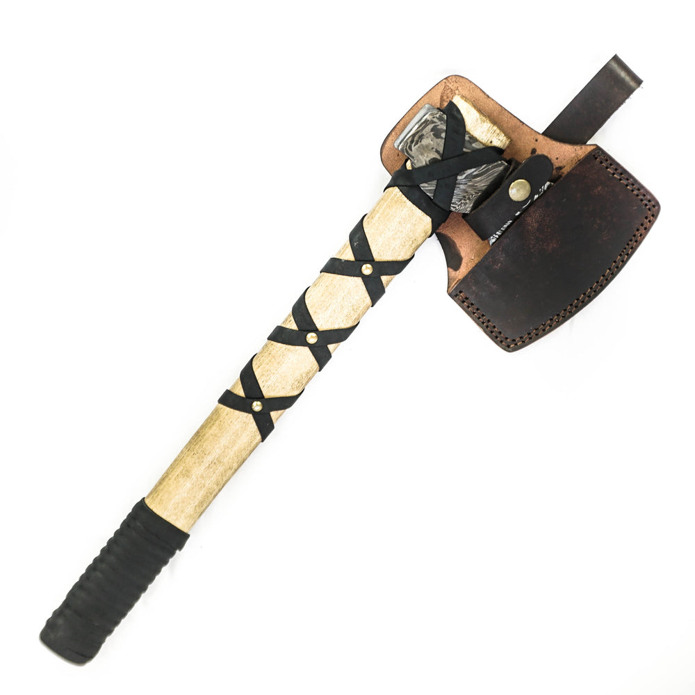 Viking Ax- Throwing Axe- Pattern Welded Handmade High Carbon Damascus Steel - 21"