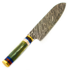 Chef's Knife- Micarta Handle- High Carbon Damascus Steel - Battling Blades