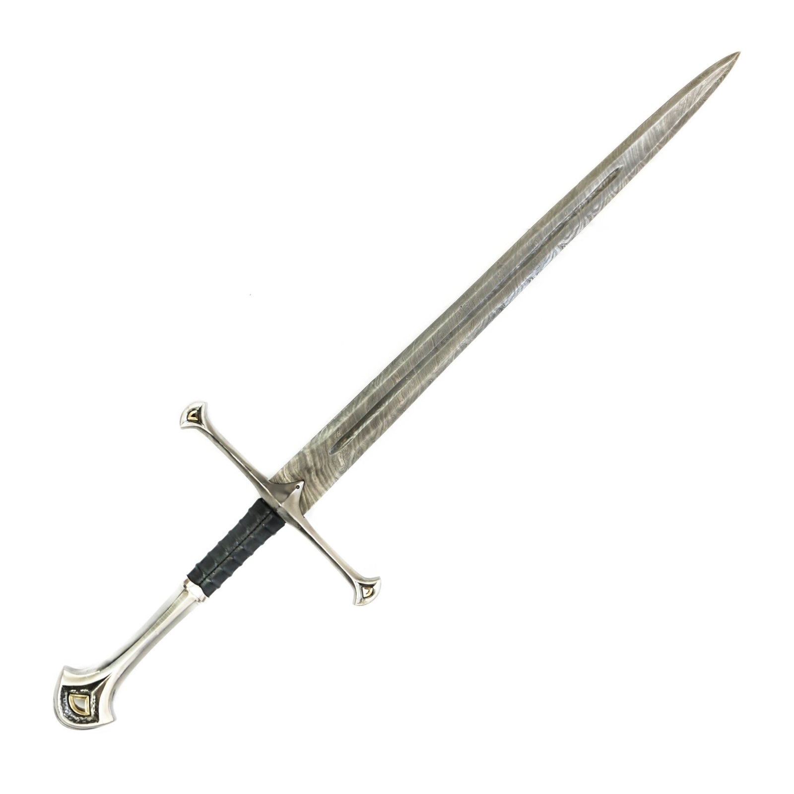 Longsword/ Bastard Sword- High Carbon Damascus Steel Sword With Clay Temper- 38" - Battling Blades