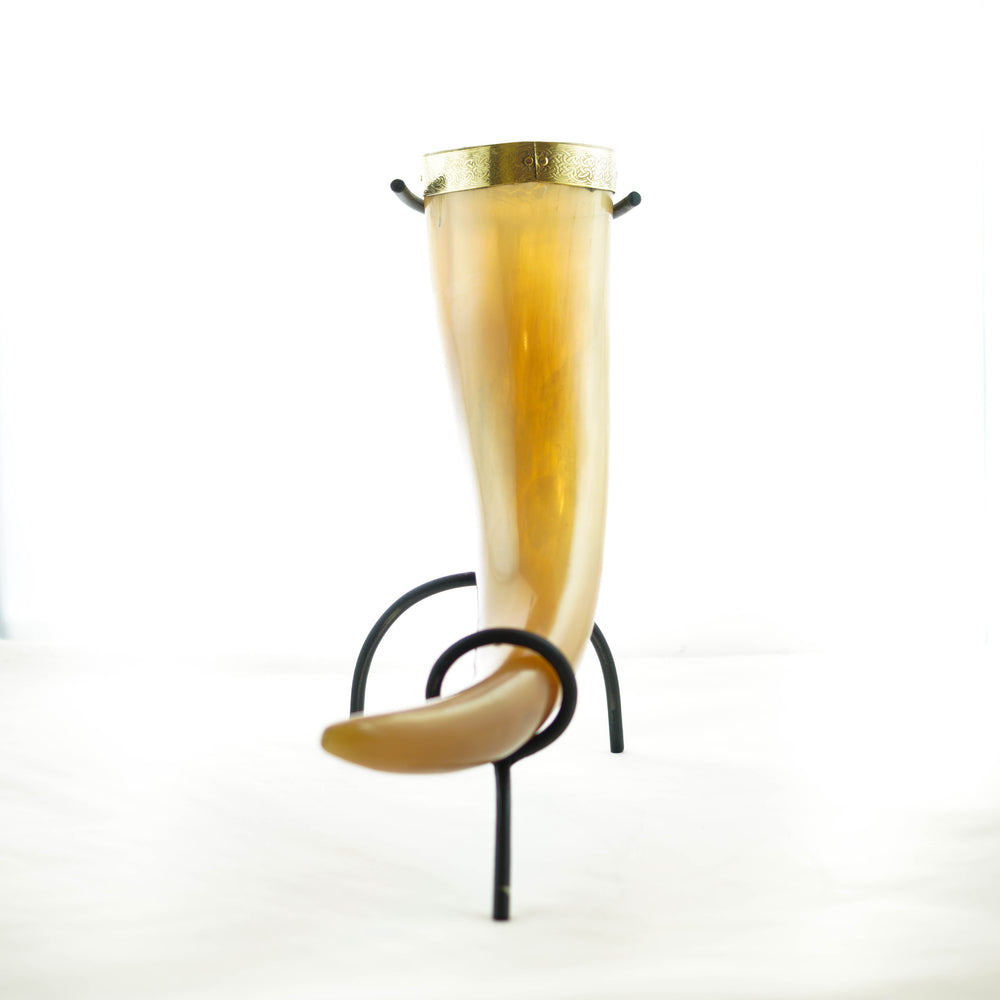 Viking Drinking Horn- Small with Horn Stand- 14 Fl Oz