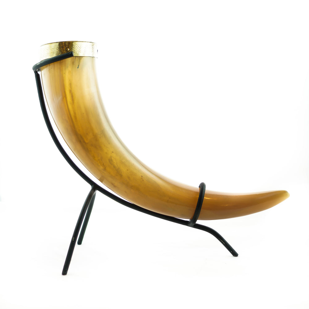 Viking Drinking Horn- Small with Horn Stand- 14 Fl Oz