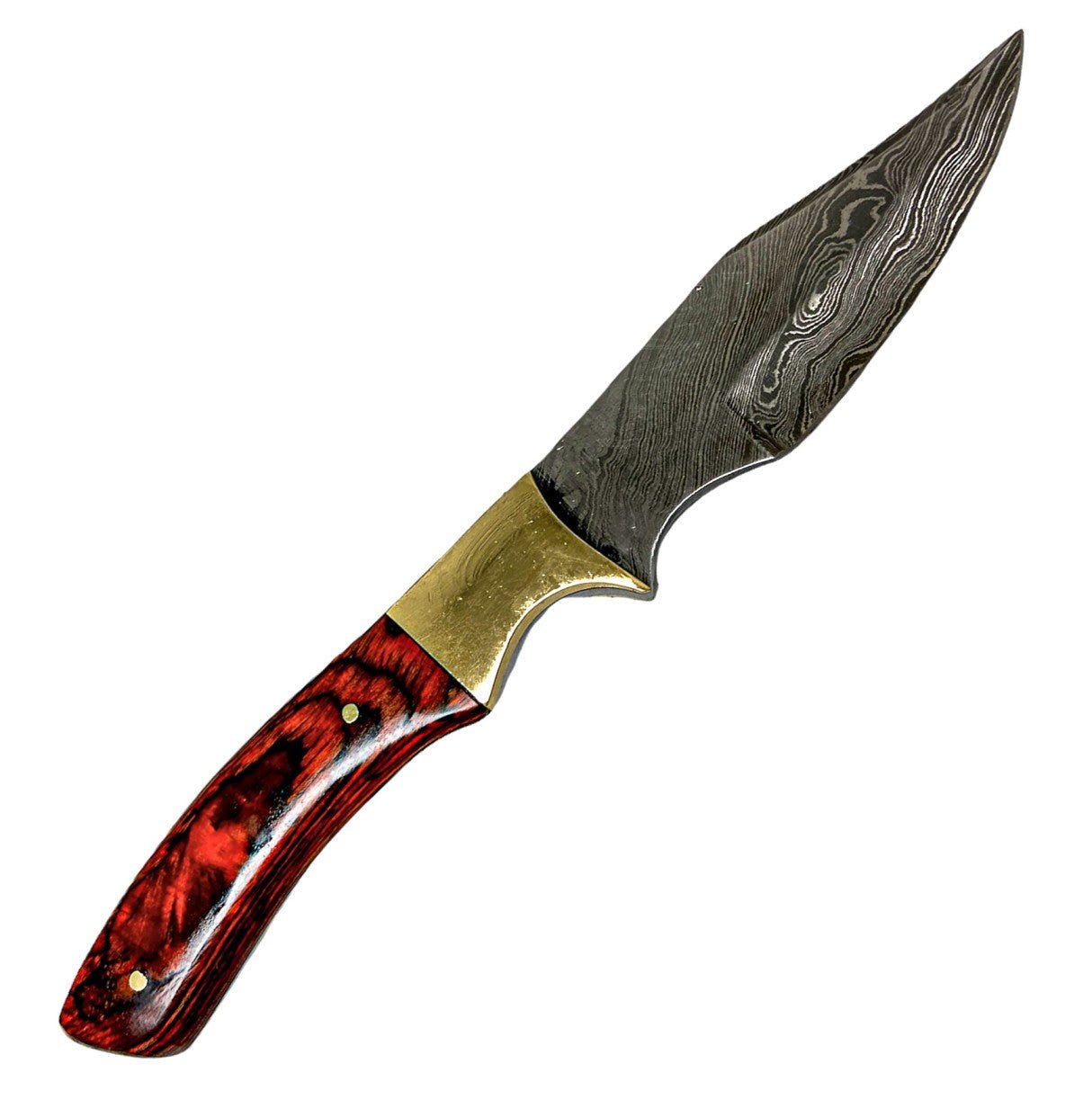 Skinning Knife- High Carbon Damascus Steel Blade- Red - Battling Blades