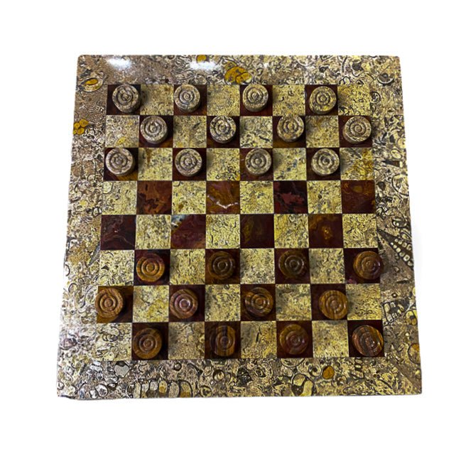 Checkers Set- Draughts- Red and Coral- Coral Border- 12" - Battling Blades