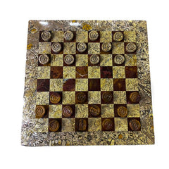 Checkers Set- Draughts- Red and Coral- Coral Border- 12" - Battling Blades