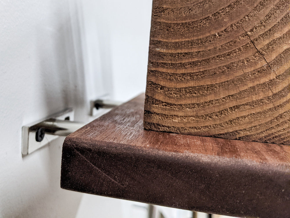 custom floating shelf with brackets