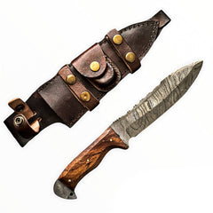 Bowie Knife- High Carbon Damascus Steel Blade- Hunting Knife-12" - Battling Blades