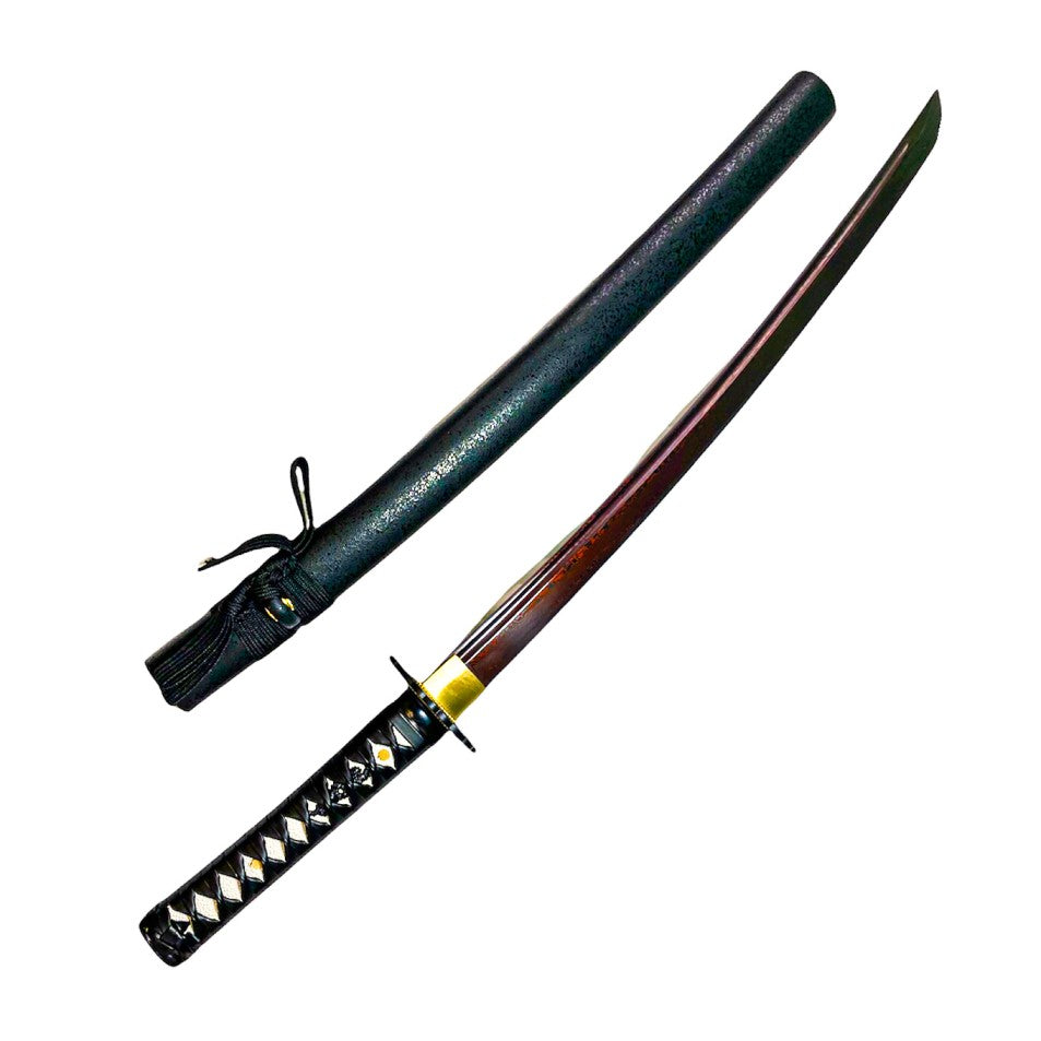 Red Wakizashi Sword- Short Katana - High Carbon Red Damascus Steel Japanese Sword- 30"