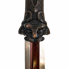 Chifu Sword- High Carbon Red Damascus Steel -Legendary Dragon Sword - 21" - Battling Blades