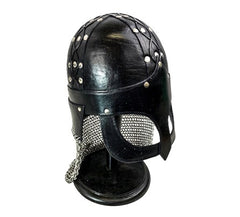 Viking Helmet- Leather- Gjermunbdu- Black - Battling Blades
