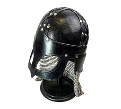 Viking Helmet- Leather- Gjermunbdu- Black - Battling Blades