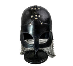 Viking Helmet- Leather- Gjermunbdu- Black - Battling Blades