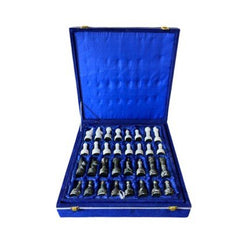 Marble Chess Set- Black Zebra and White- 12" - Battling Blades